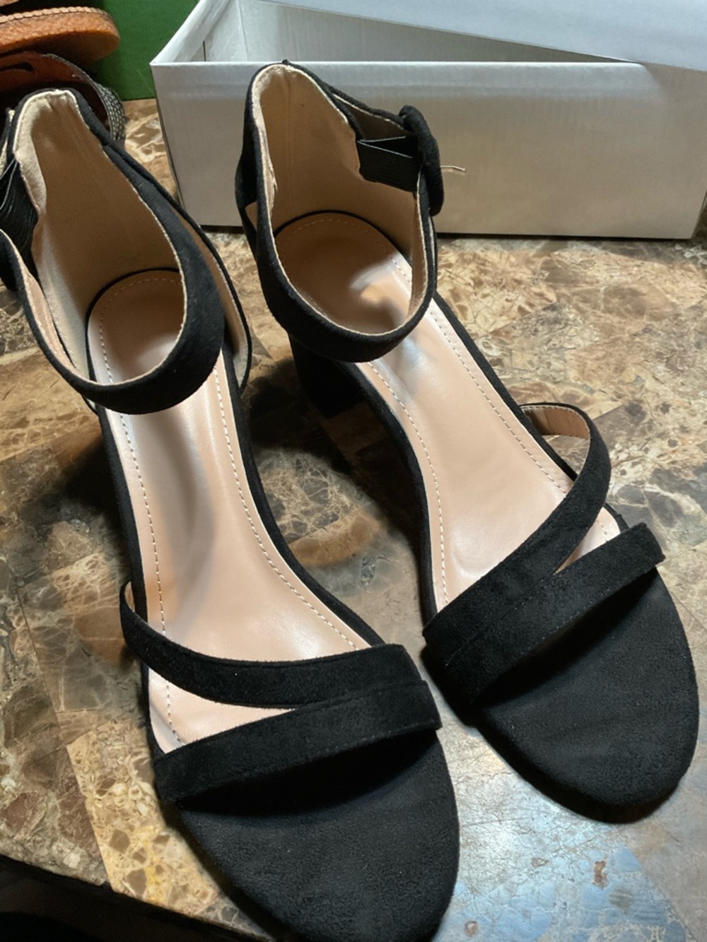 Women's Black Ankle-Strap Block Heel Sandals